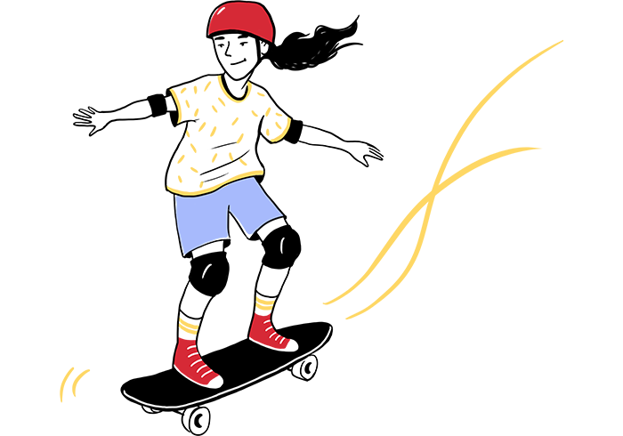 Girl riding on a skateboard