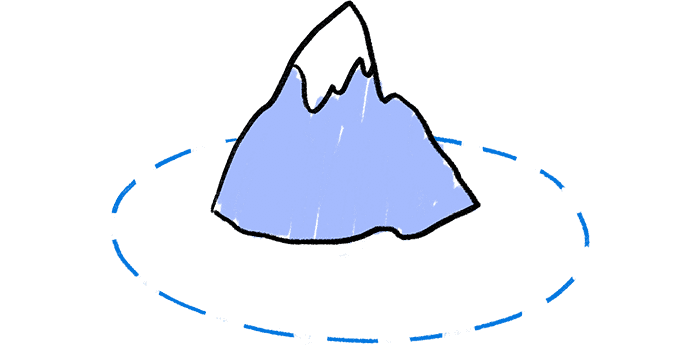 Illustration of a mountain with a snow-covered peak.
