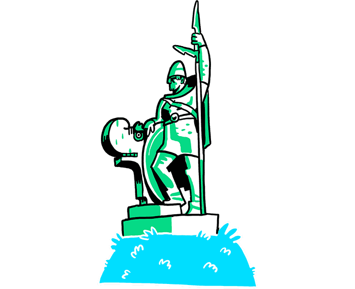 Illustration of the statue of Ingólfur Arnarson.
