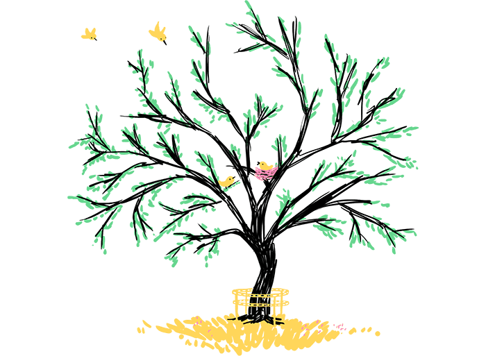 Illustration of a tree in spring.