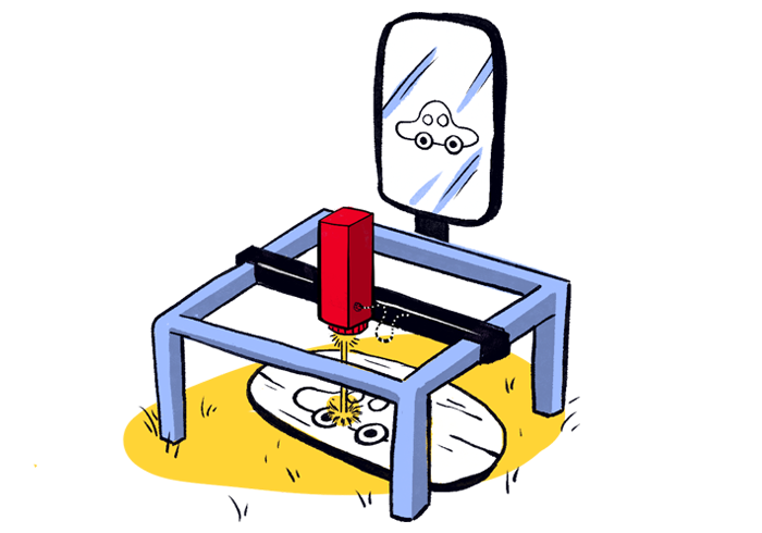 Illustration of a laser cutter