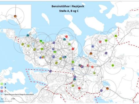 verkefnið snýst ekki síst um að fækka bensinstöðvum inn í íbúðahverfum og að staðsetja þær við stofnbrautir.