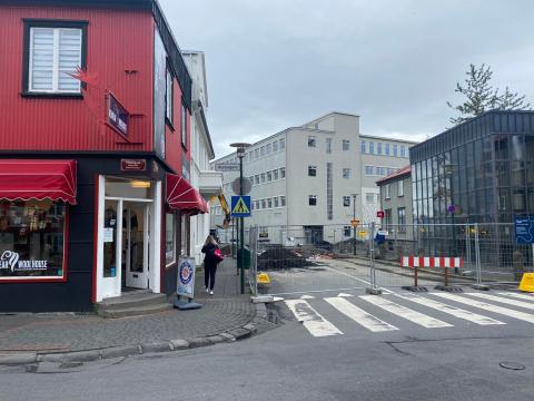 Framkvæmdasvæði við Tryggvagötu.