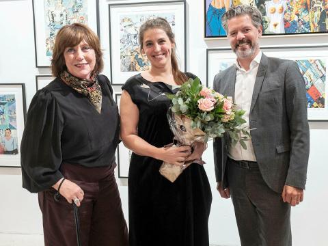 Ólöf Kristín Sigurðardóttir safnstjóri, Ingibjörg Sigurjónsdóttir myndlistarkona og Dagur B. Eggertsson borgarstjóri.