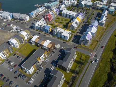 Loftmynd af hluta Bryggjuhverfis.