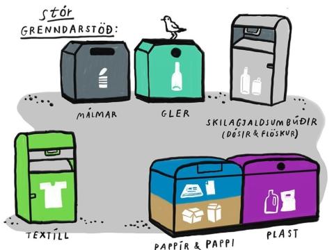 Illustration of containers at a drop-off point.