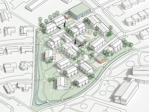 illustration of residential area at Sóleyjarimi in Grafarvogur