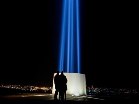 Imagine Peace Tower in Viðey. Photo by Sigurjón Ragnar