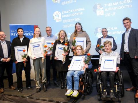 Athletes who won awards from the Reykjavík Sports Association yesterday