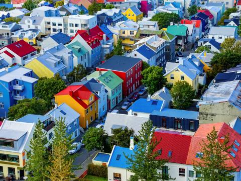 View of colorful houses in Reykjavík