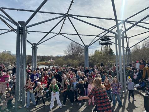 Many people joined in the Dans Afrika dance performance at Adventure Palace