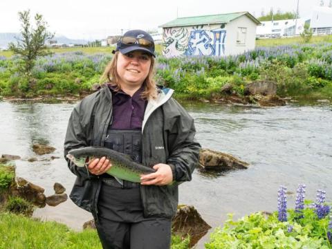 Marta Wieczorek, Reykjavík Resident of the Year 2024, at the Elliðaár opening ceremony last year
