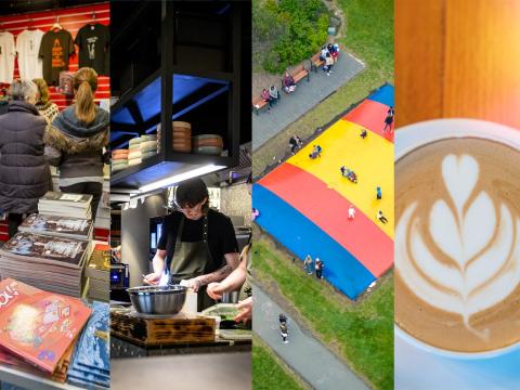 Life in neighborhoods - businesses and enjoyment - composite image