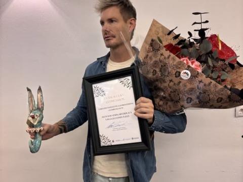 Mynd af Gunnlaugi Víði í Gleðibankanum.