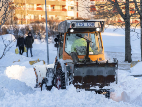 Snow removal equipment in action