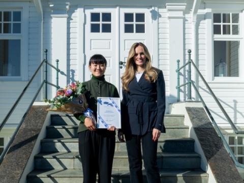 Styrkhafinn Yu Yasuhira og Hildur Björnsdóttir borgarstjór að lokinni athöfn í Höfða