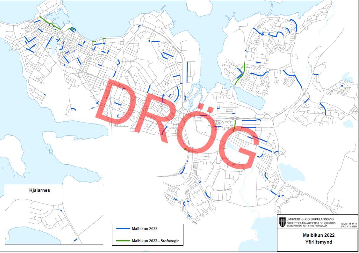 Kort af Reykjavík.