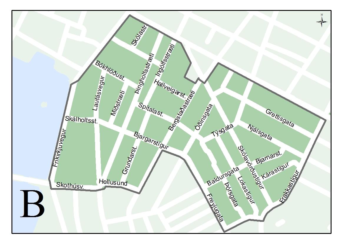 Overview map of Resident Parking Permit Zones B