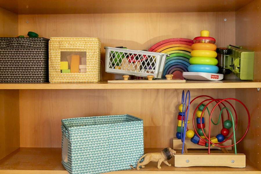 Toys on shelves inside Reynisholt.