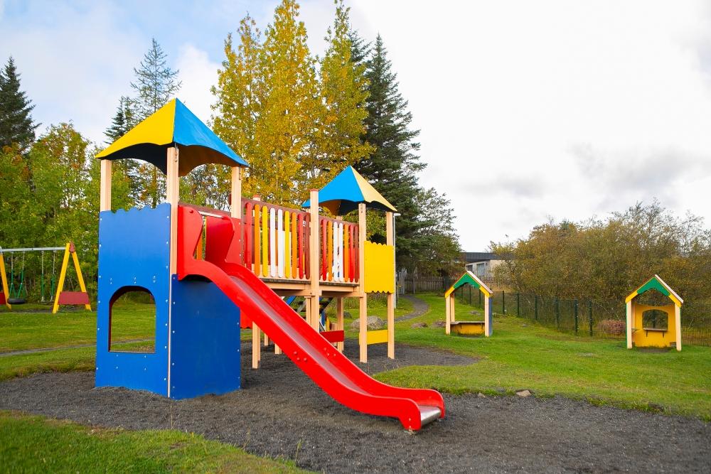 Castle with slide on Steinahlíð playground