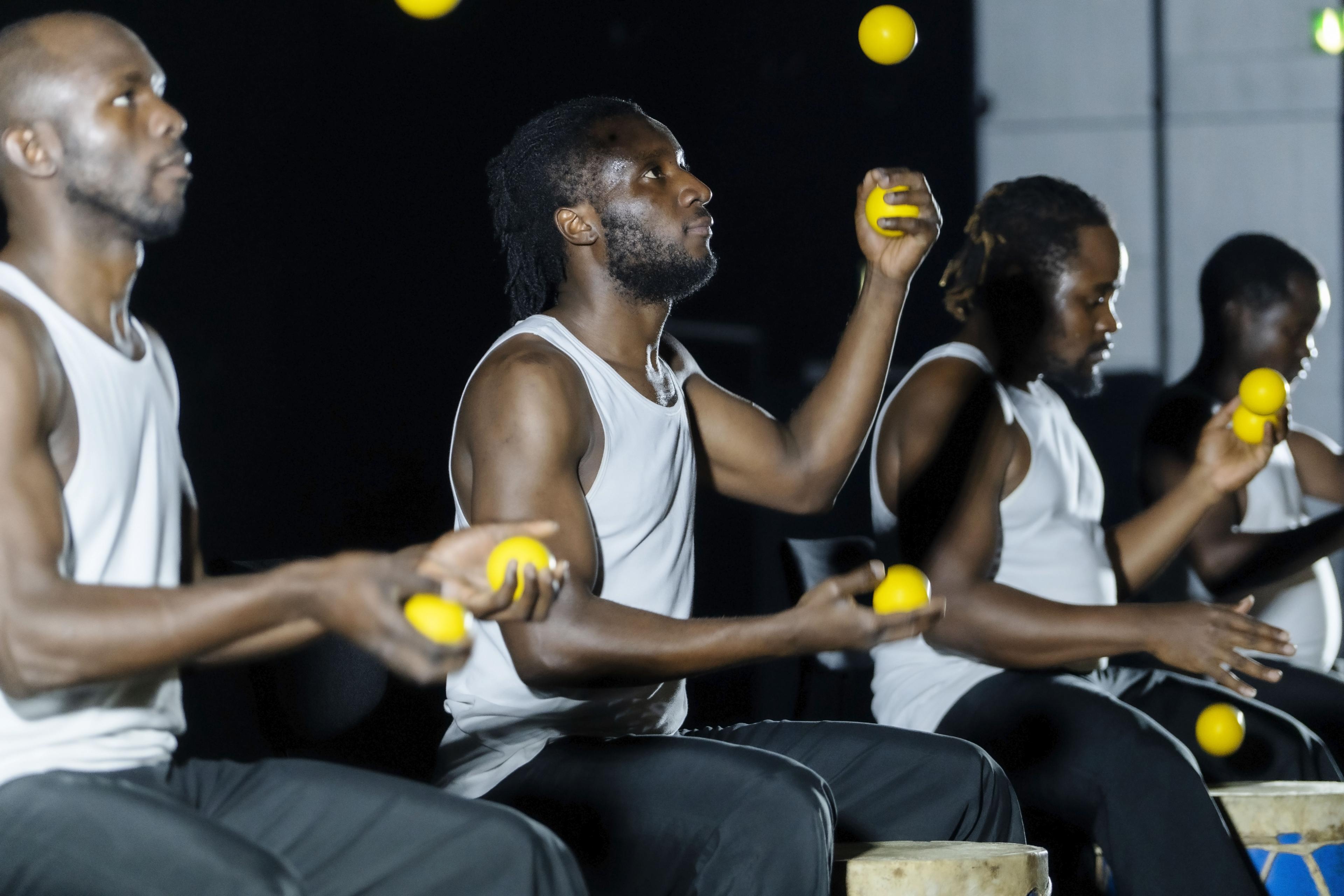 Percussion group Maputo Mozambique played with balls and drums