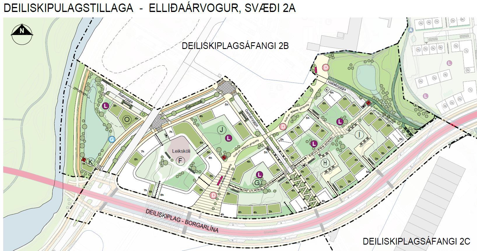 Kort af deiliskipulaginu