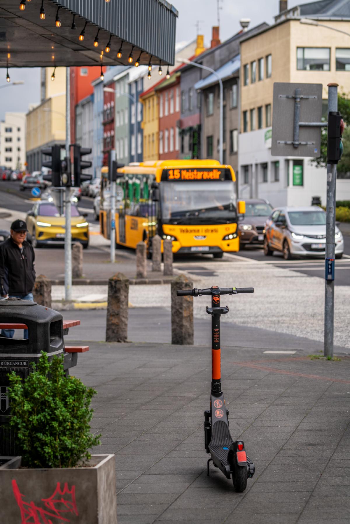 City buses travel through Hlemmur