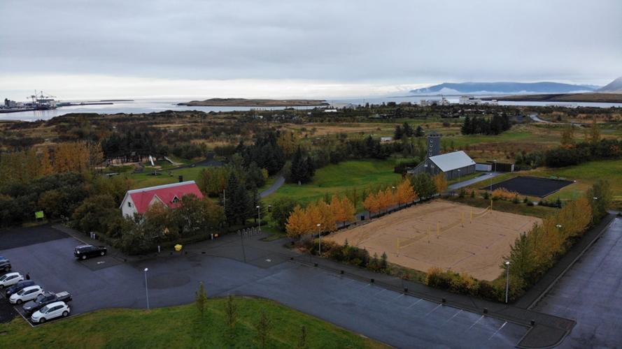 Loftmynd af Frístundagarðinum við Gufunes.