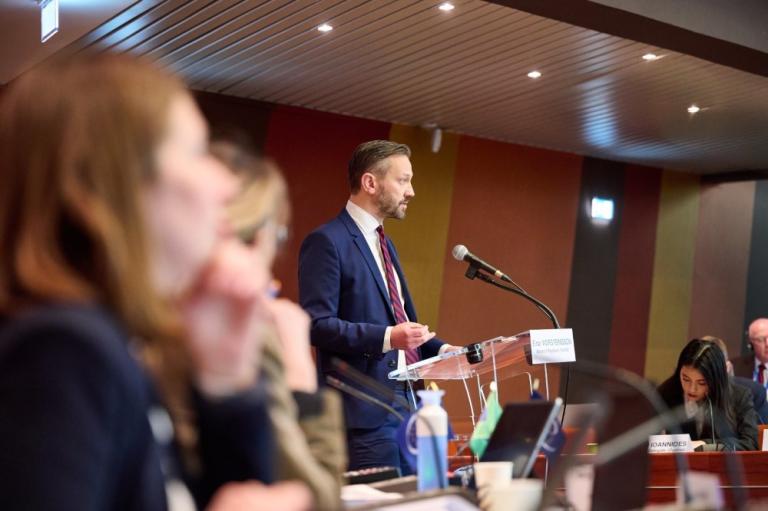 Mayor Einar Þorsteinsson addresses the Council of Europe Parliamentary Assembly in Strasbourg