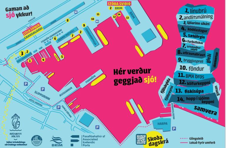 Korta af hátíðarsvæði á Sjómannadaginn 2024