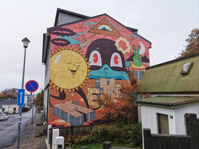Mural at Bjargarstígur, by Dabsmyla and Kems.