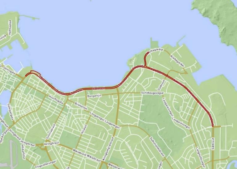Graphic map showing closures for the 2024 ÍR New Year's Eve Run