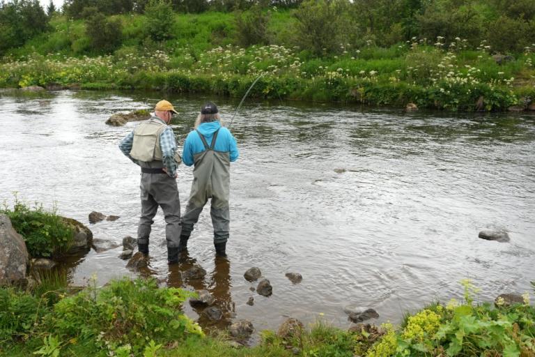 Fishing conditions were ideal, with cloudy skies and light drizzle.