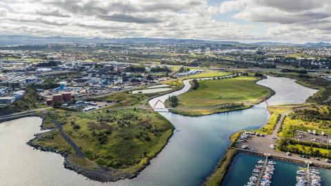 Elliðaár og Ártúnshöfði. Loftmynd: Sigurður Óli/Reykjavíkurborg.