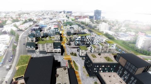 Tölvuteiknuð mynd af rammaskipulagi Heklureits