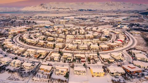 Reykjavík séð úr lofti um vetur