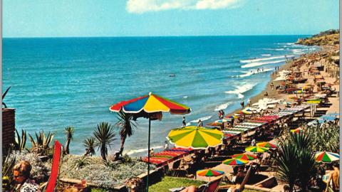 Gömul mynd frá ströndinni Costa del Sol.