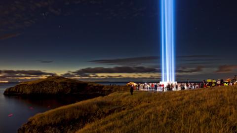 Lighting of the Imagine Peace Tower in Viðey