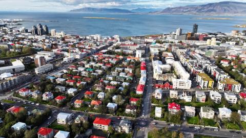 Loftmynd, Norðurmýri og Holt, Rauðarárstígur fyrir miðri mynd.