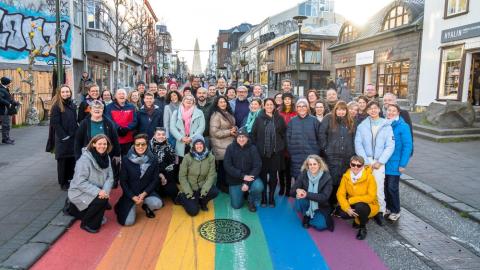 Hópurinn sem sótti aðalfund Regnbogaborga í Reykjavík