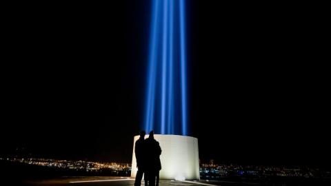Imagine Peace Tower in Viðey. Photo by Sigurjón Ragnar