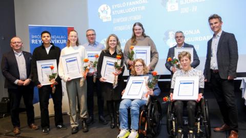 Athletes who won awards from the Reykjavík Sports Association yesterday