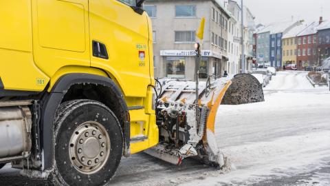 Snow plow at work in Reykjavík.