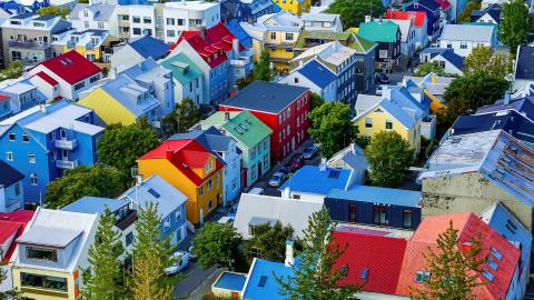 View of colorful houses in Reykjavík