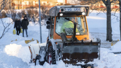 Snow removal equipment in action